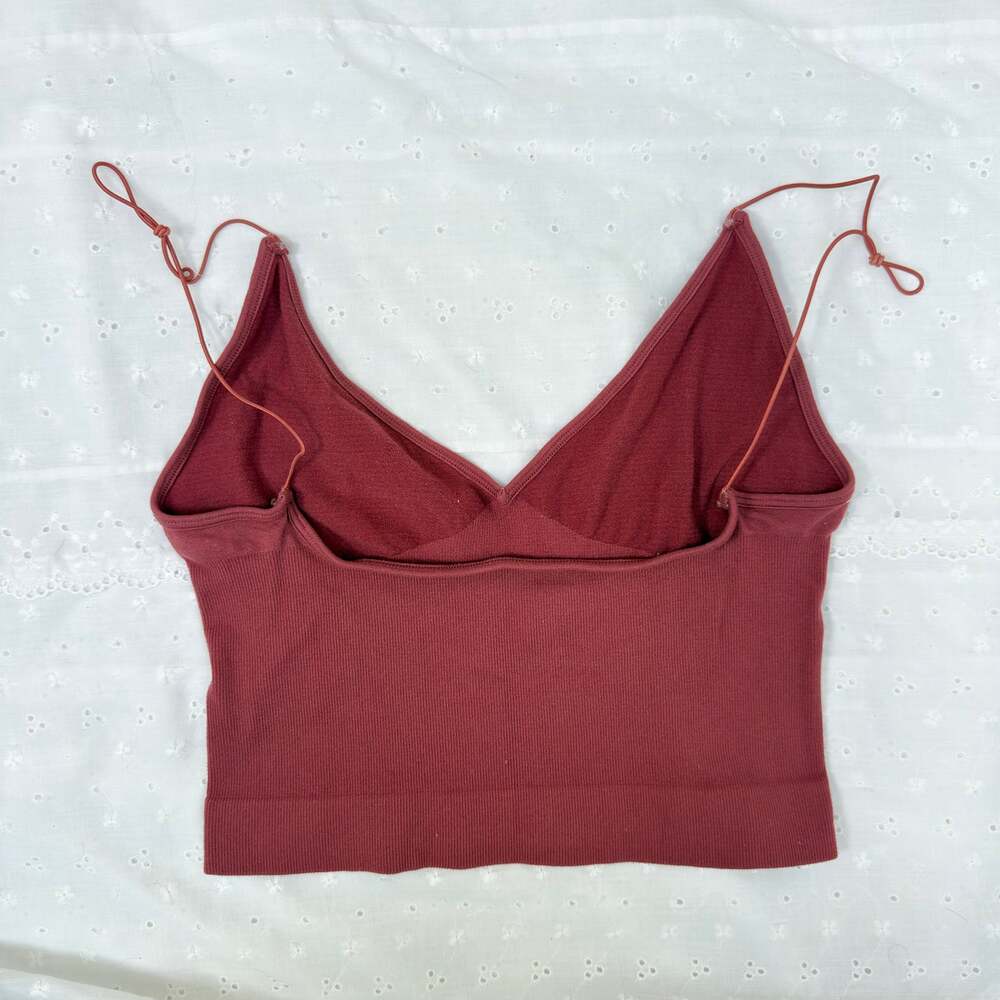 Intimately Free People V-Neck Cami Top Seamless Ribbed Red M/L - Picture 2 of 4